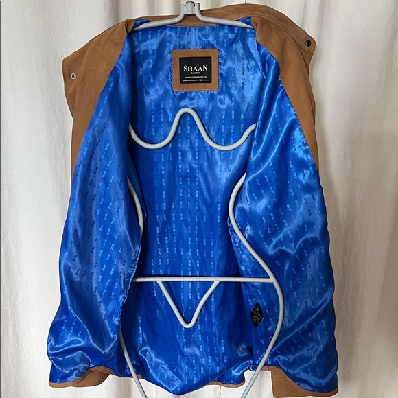 Shaan Mens Tan Suede Jacket Shirt snaps nwot XL lined - Picture 5 of 11